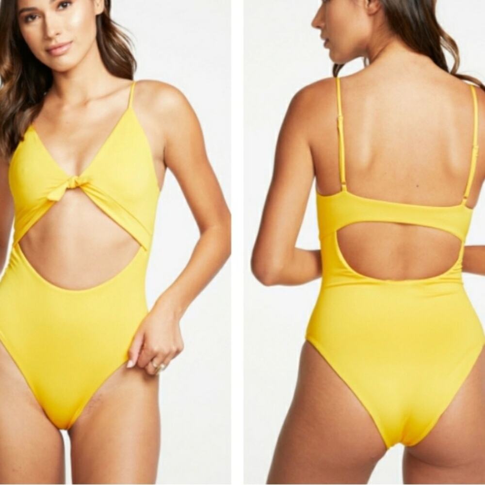 Chaser Tie Front Monokini One Piece Swimsuit - Red Size M - Picture 2 of 7